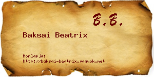 Baksai Beatrix névjegykártya